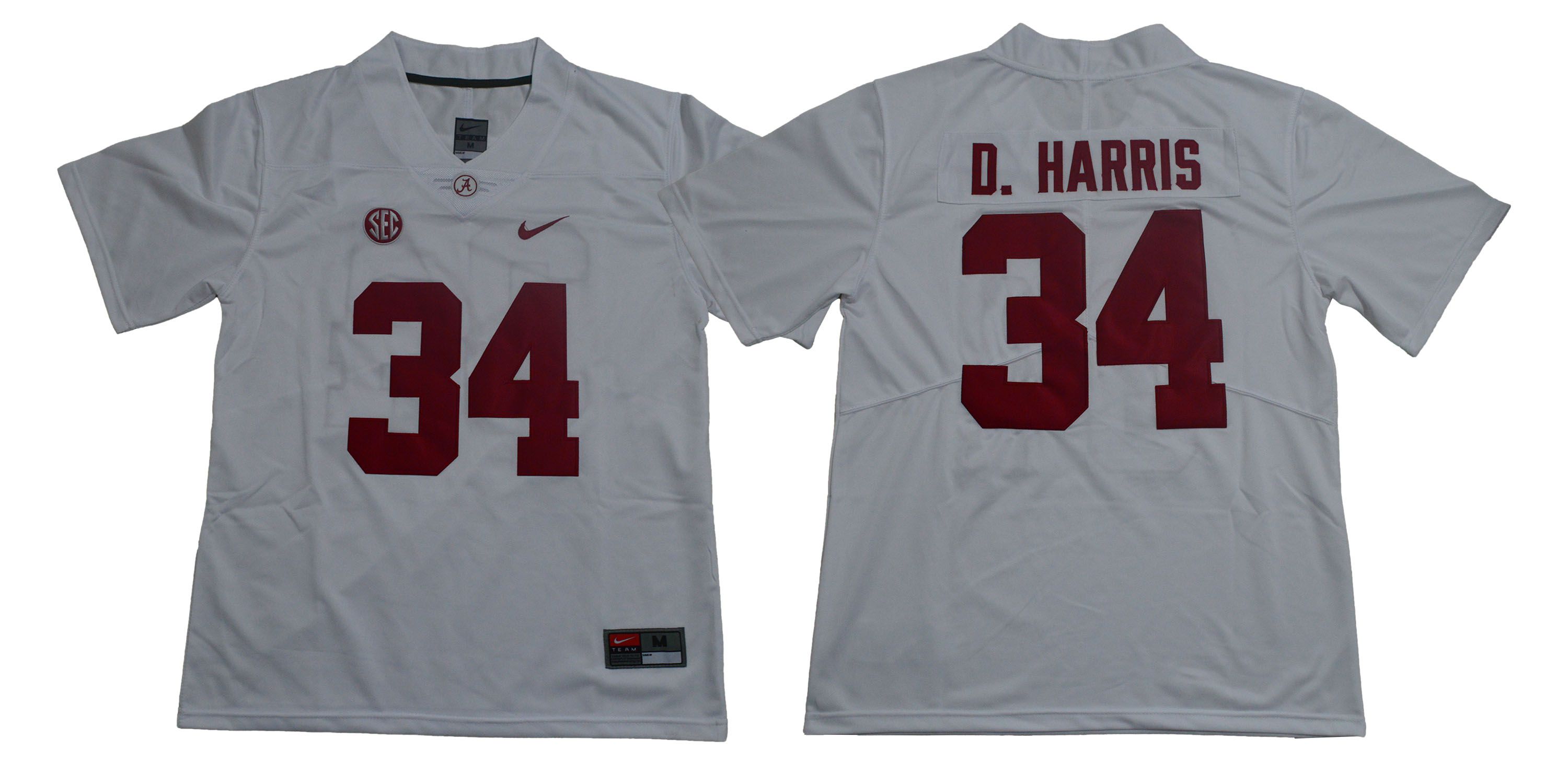 Men Alabama Crimson Tide #34 D.Harris White Legendary Edition NCAA Jerseys